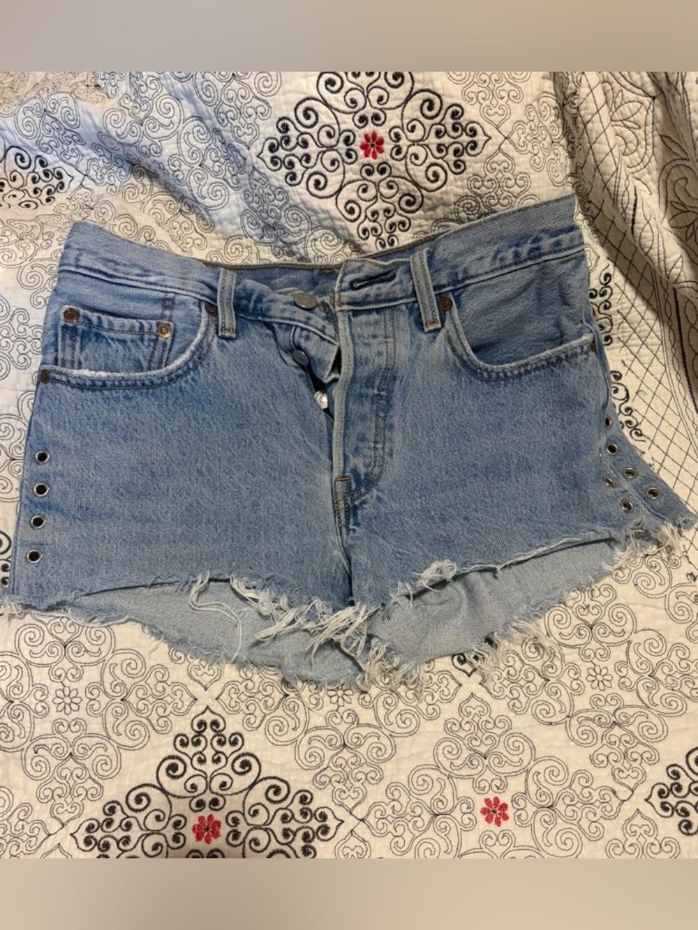 Levi's Light Blue Distressed Denim Cutoff Shorts